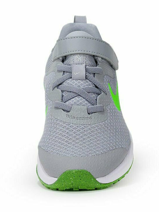 Revolution 6 Kids Sports Shoes Running with Hoop & Loop Closure Lt Smoke Gray Green Strike Dk Smoke Gray