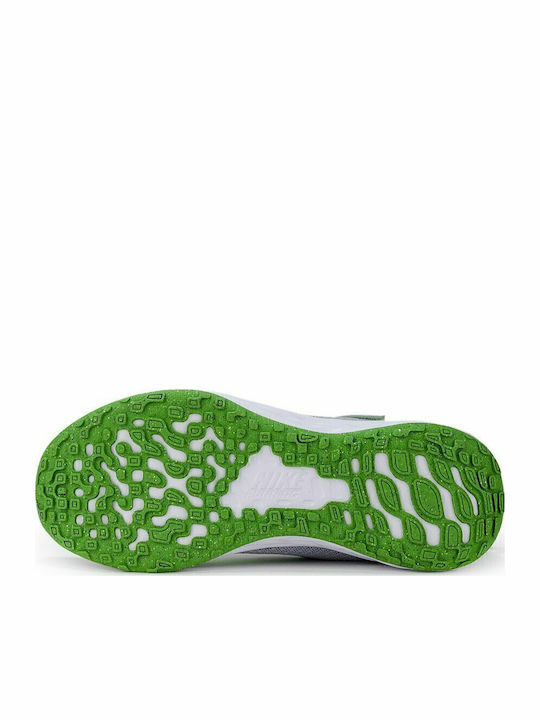 Revolution 6 Kids Sports Shoes Running with Hoop & Loop Closure Lt Smoke Gray Green Strike Dk Smoke Gray