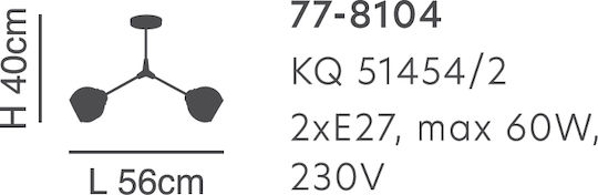 Home Lighting KQ 51454/2 Κρεμαστό Φωτιστικό Μαύρο με Ντουί E27 56x40εκ.