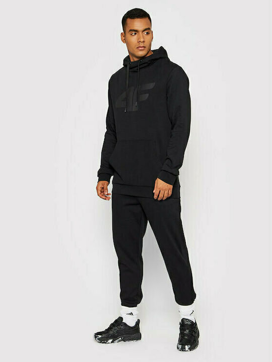 4F Men's Sweatshirt with Hood and Pockets Black