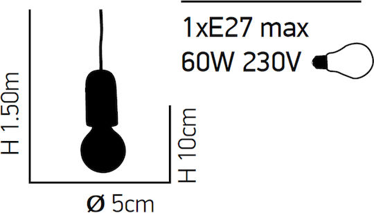 Home Lighting Iris SE 149 Κρεμαστό Φωτιστικό Κόκκινο με Ντουί E27 5εκ.