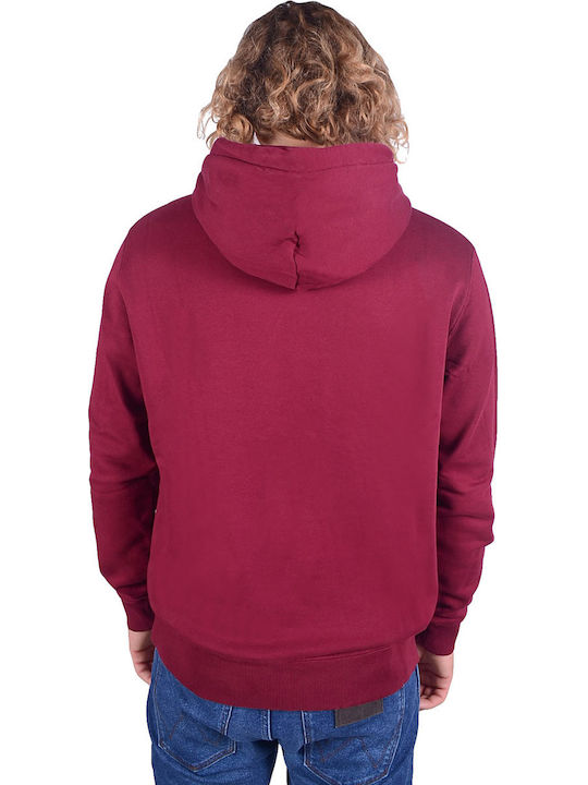 Franklin & Marshall Ανδρικό Φούτερ με Κουκούλα και Τσέπες Fleece Burgundy