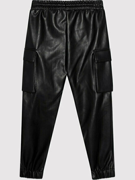 Kids' Cargo Leather Pants Black Leather