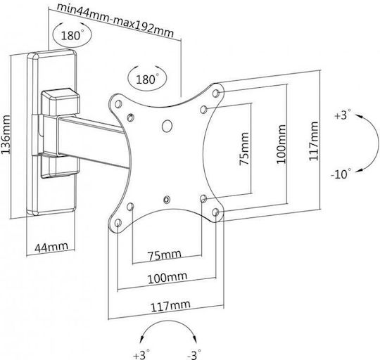 Sbox LCD-901 LCD-901 Wall TV Mount with Arm up to 27" and 20kg