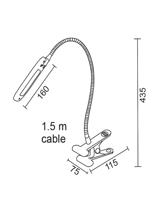 Aca LED Bürobeleuchtung mit flexiblem Arm und Clip in Gray Farbe