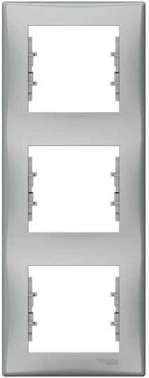 Schneider Electric Sedna Πλαίσιο Διακόπτη 3 Θέσεων Κάθετης Τοποθέτησης σε Ασημί Χρώμα SDN5801360
