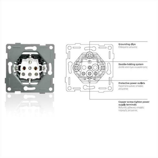Lineme Single Recessed Power Socket with 2 USB Ports White