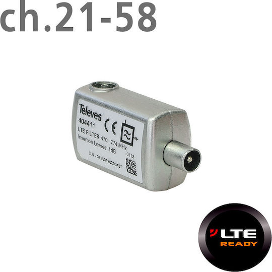 Televes MR (Medium Rejection) LTE/4G (ch.21-58) Filtru Accesorii Satelit 404411