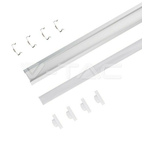 V-TAC Gemauert Aluminiumprofil für LED-Streifen mit Opal Abdeckung 200x2.4x0.7cm
