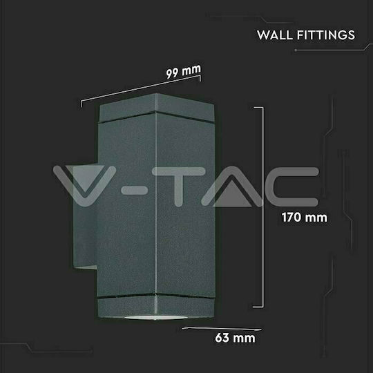 V-TAC Стенно Външно Спот Осветление GU10 IP44 Двоен лъч 6.3x17x17εκ.