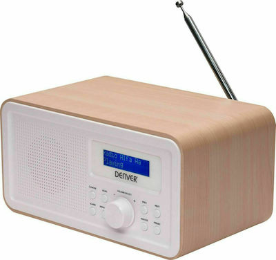 Denver DAB-30 Light Wood Tabletop Radio Electric / Battery DAB+ Beige