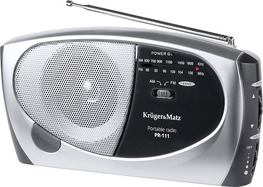 Kruger & Matz PR-111 Φορητό Ραδιόφωνο Ρεύματος / Μπαταρίας Ασημί