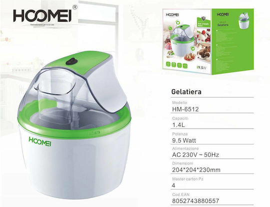 Hoomei HM-6512 Παγωτομηχανή 1.4lt Λευκή