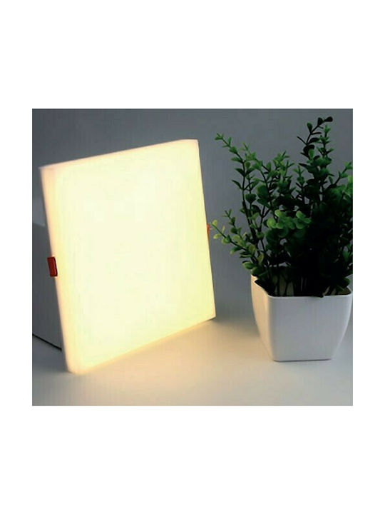 Atman Square Plastic Recessed Spot with Integrated LED and Natural White Light 18W White 12x12cm.