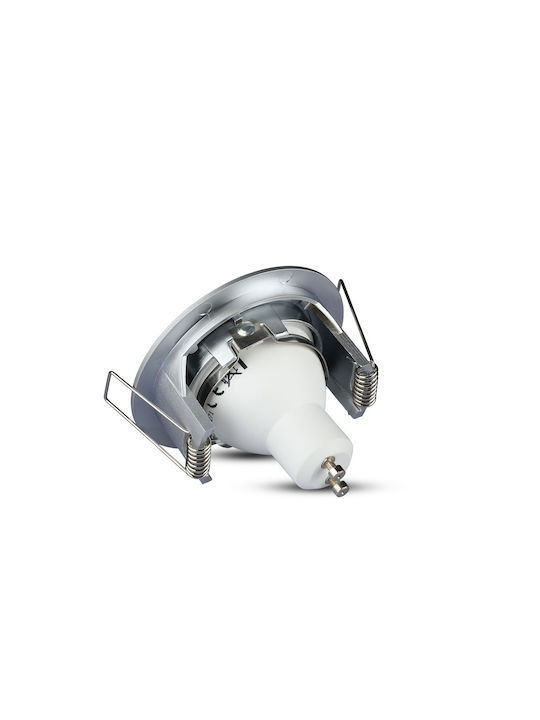 V-TAC Rund Metallisch Rahmen für Spots GU10 MR16 verstellbar Silber 8.1x8.1cm. 1Stück