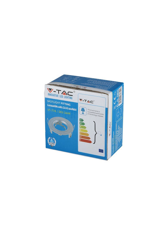 V-TAC Rund Metallisch Rahmen für Spots GU10 MR16 verstellbar Silber 8.1x8.1cm. 1Stück