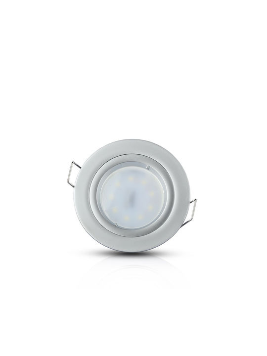 V-TAC Rund Metallisch Rahmen für Spots GU10 MR16 verstellbar Silber 8.1x8.1cm. 1Stück