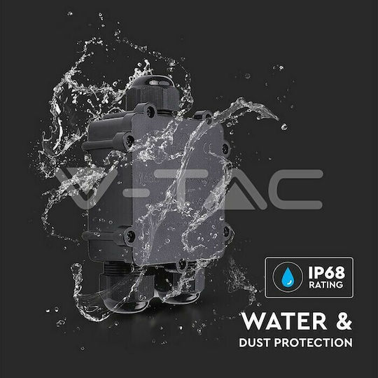 V-TAC Surface Mounted Electrical Box Branching Watertight IP68 Single to Double Spotlights in Black Color