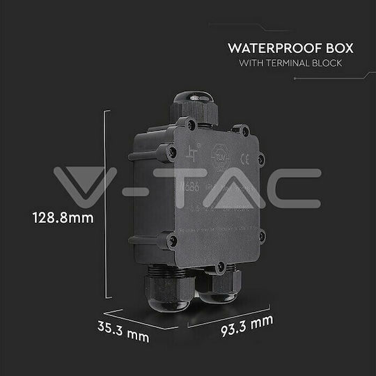 V-TAC Surface Mounted Electrical Box Branching Watertight IP68 Single to Double Spotlights in Black Color