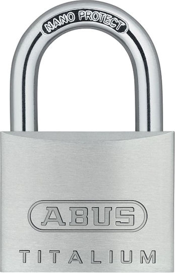 Abus Titalium 64Ti/50 HB80 Aluminum Padlock Lengthened with Key 80mm Silver 1pcs