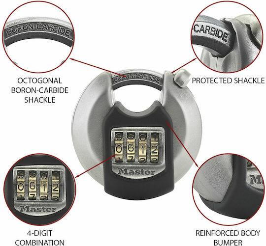 Master Lock Stahl Vorhängeschloss Messing Kombination 70mm Black 1Stück