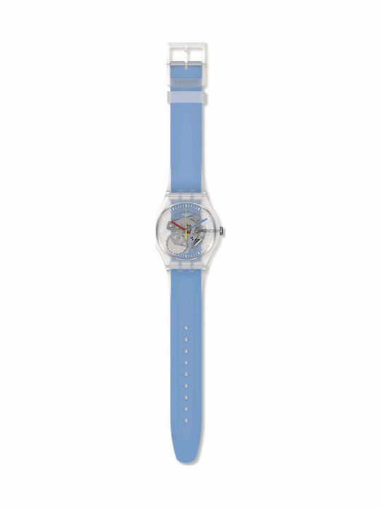 Swatch Clearly Blue Striped Ρολόι Μπαταρίας με Καουτσούκ Λουράκι