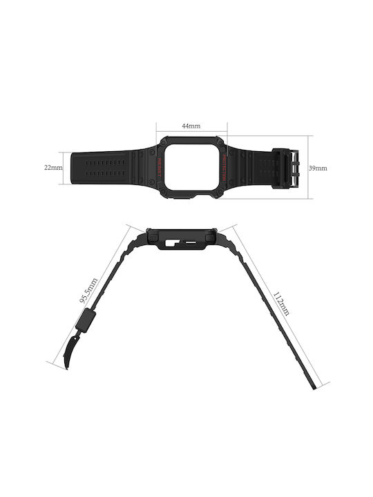 Hurtel Armored Hülle & Armband Silikon Silver/Black (Apple Watch 44/45/46mm/Ultra 49mm)
