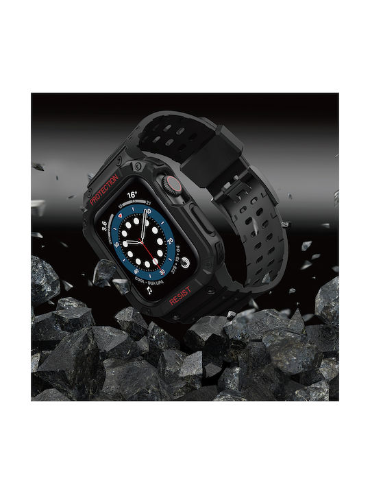 Hurtel Armored Case & Strap Silicone Black (Apple Watch 38/40/41/42mm)