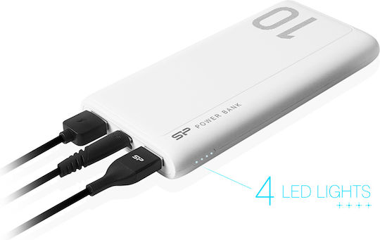 Silicon Power GP15 Power Bank 10000mAh με 2 Θύρες USB-A Λευκό