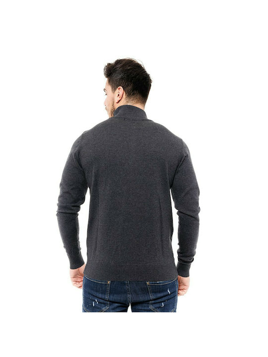 Splendid Herren Langarm-Pullover Ausschnitt mit Reißverschluss Gray