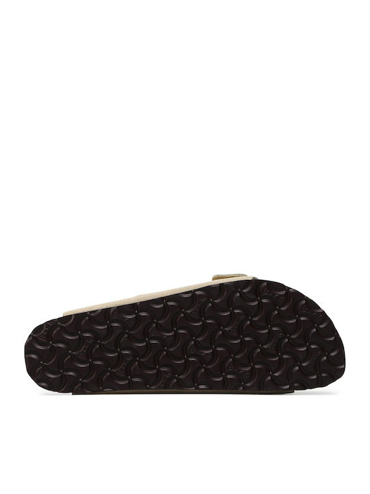 Arizona Soft Footbed Suede Leather Women's Flat Sandals Anatomic Almond Narrow Fit