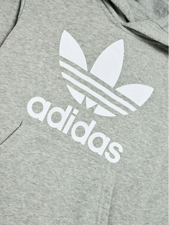 Kids Sweatshirt with Hood and Pockets Gray Trefoil