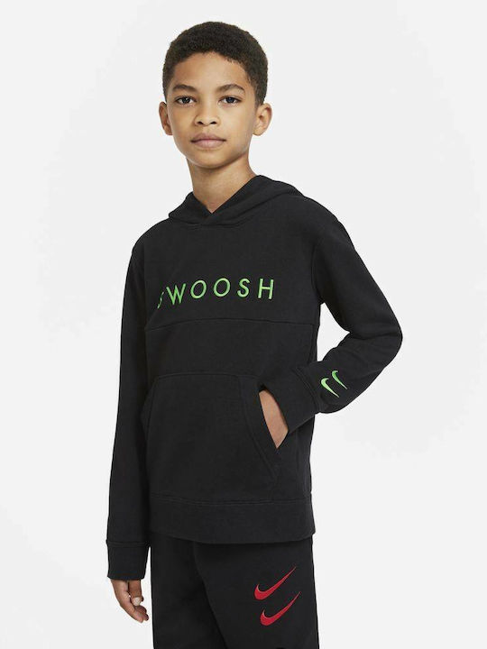 Παιδικό Φούτερ με Κουκούλα και Τσέπες Μαύρο Sportswear