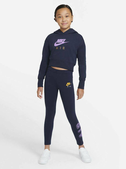 Fleece Παιδικό Φούτερ Cropped με Κουκούλα Navy Μπλε Sportswear