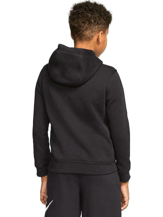 Fleece Παιδικό Φούτερ με Κουκούλα και Τσέπες Μαύρο Sportswear Club