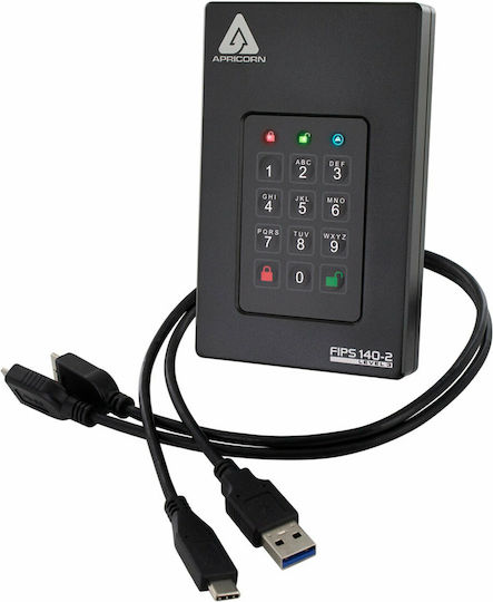 Apricorn Aegis Fortress L3 USB 3.2 Εξωτερικός HDD 2TB 2.5" Μαύρο