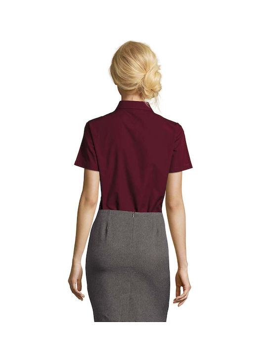 Sol's Kurzärmelig Damen Hemd Medium Burgundy Monochrom