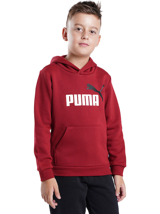 Kids Sweatshirt with Hood and Pockets Burgundy Essentials 2