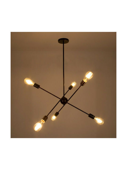 GloboStar Zane Pendant Light Copper Rail for 6 Bulbs E27 71x15x100cm