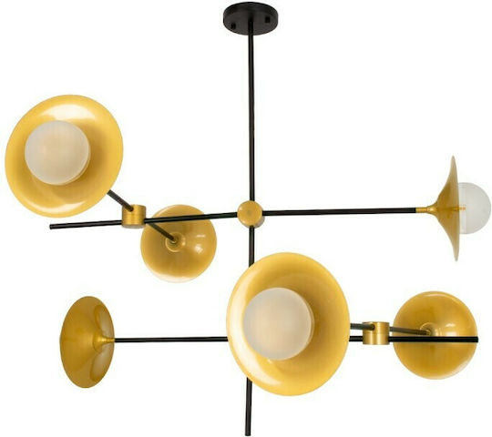 GloboStar Joliet Pendant Light Black Grid for 6 Bulbs G9 93x43x87cm