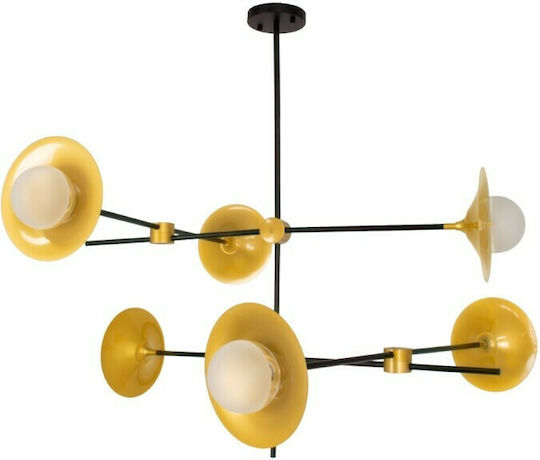GloboStar Joliet Pendant Light Black Grid for 6 Bulbs G9 93x43x87cm