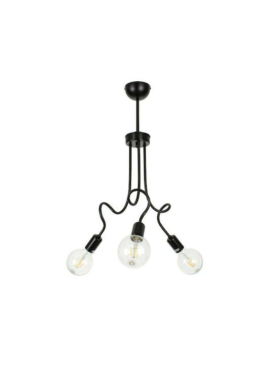 GloboStar Aspect Pendant Light Black Grid with Socket E27 44x15x60cm