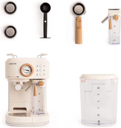 IKOHS Thera Matt Pro Create Mașină de Espresso 1250W Presiune 20bar pentru Cappuccino Bej