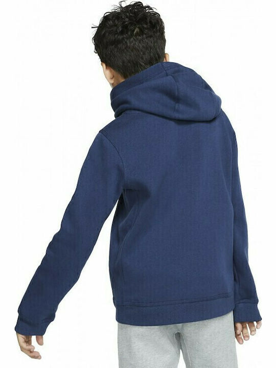 Fleece Kids Sweatshirt with Hood and Pockets Navy Blue Sportswear Club