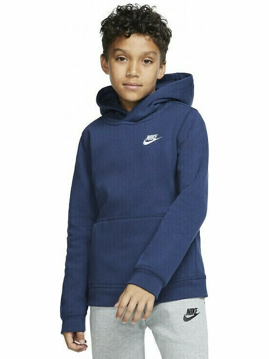 Fleece Kids Sweatshirt with Hood and Pockets Navy Blue Sportswear Club