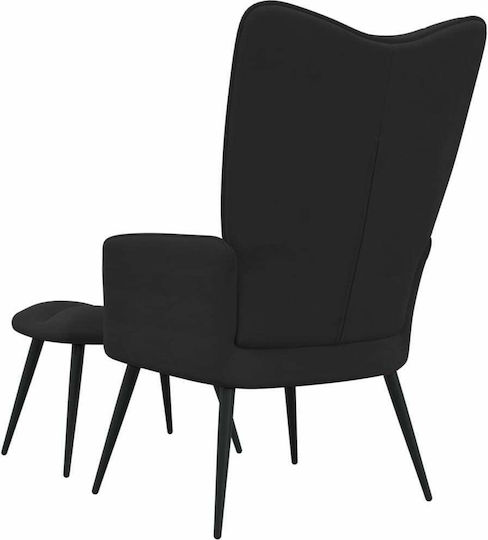 Μπερζέρα με Υποπόδιο Βελούδινη Μαύρο 61x70x96.5cm
