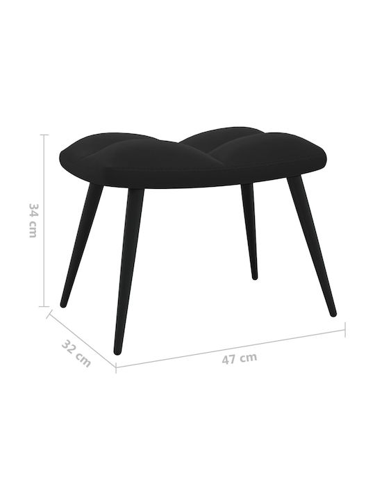 С поставка за крака Кадифен Черно 61x70x96.5см