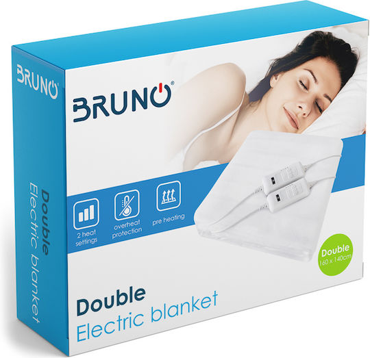 Bruno Double Electric Washable Blanket White 120W 140x160cm