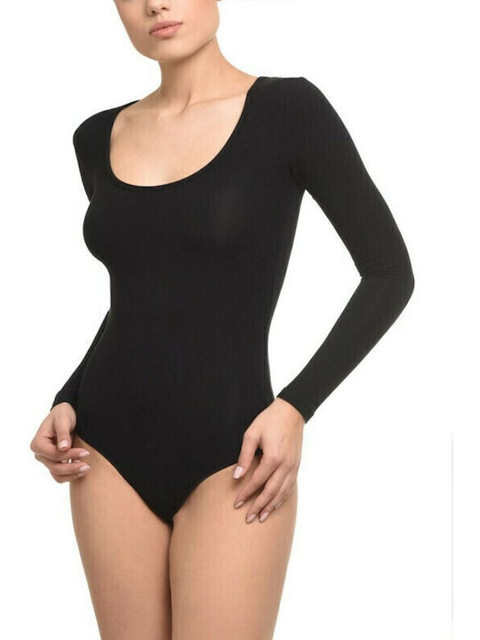 Lingerie Long Sleeve Bodysuit Slim Fit Black 80682-00