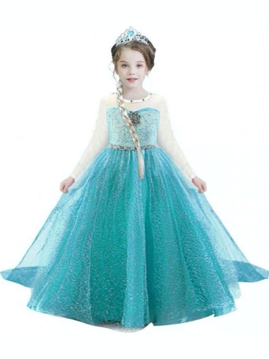 Kinderkleid Langärmelig Tüll Türkis